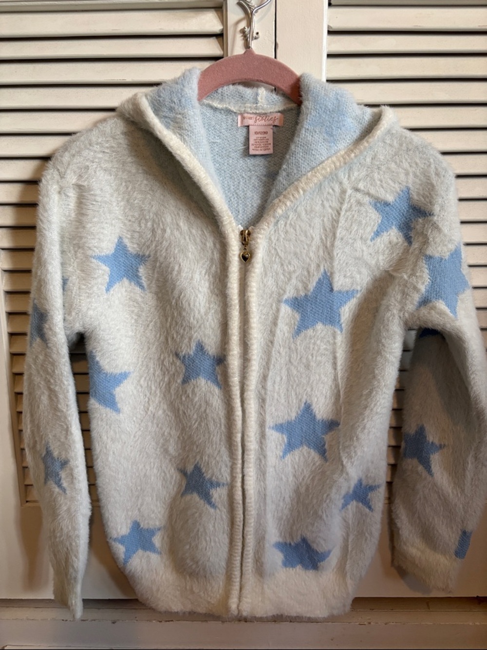 Cozy Kids Zip-Up Hoodie with Blue Star Pattern